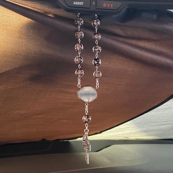 New, unique luminous, glow-in-the-dark one decade photo car rosary. - Picture 7 of 10